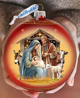 Designocracy Born Under Bright Star Nativity Lg Glass Collectible Ornaments G. DeBrekht