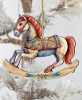 Designocracy Rocking Horse Christmas Wooden Ornaments Holiday Decor G. DeBrekht