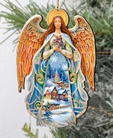 Designocracy Blessing Home Angel Christmas Wooden Ornaments Holiday Decor G. DeBrekht