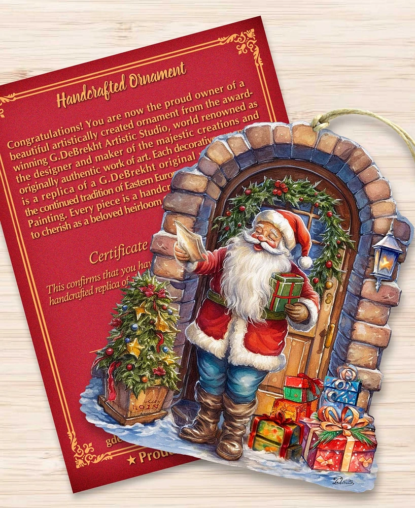 Designocracy Santa's Surprise Visit Holiday Christmas Wooden Ornaments G. DeBrekht