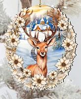 Designocracy Majestic Forest Deer Christmas Wooden Ornaments Holiday Decor G. DeBrekht