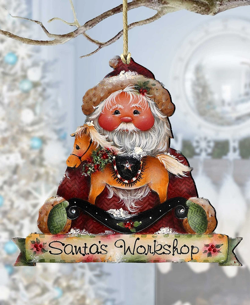 Designocracy Santa's Workshop Christmas Wooden Ornaments Holiday Decor J. Mills-Price