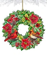 Designocracy Holiday Cardinal Garland Wreath Christmas Wooden Ornaments G. DeBrekht