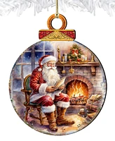 Designocracy Santa at the Fireplace Christmas Wooden Ornaments Holiday Decor G. DeBrekht