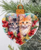 Designocracy Cute Kittens Christmas Wooden Ornaments Holiday Decor G. DeBrekht