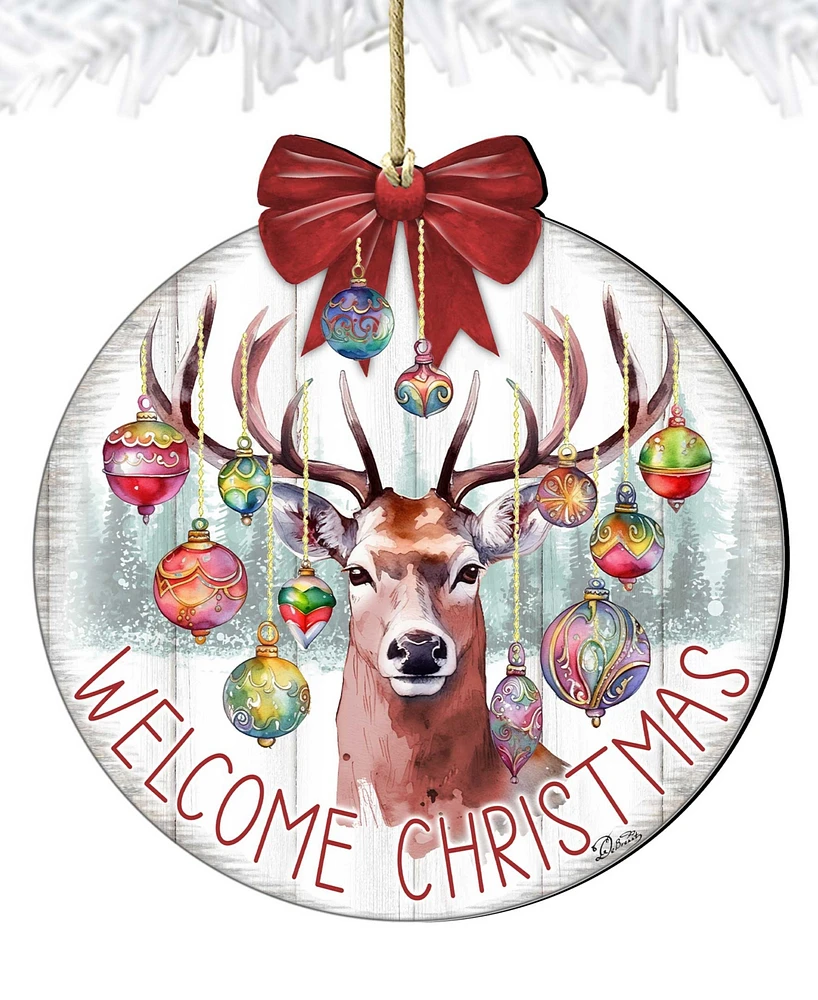 Designocracy Welcome Christmas Wooden Ornaments Holiday Decor G. DeBrekht