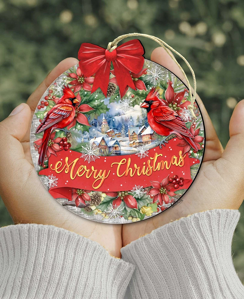 Designocracy Merry Christmas Wooden Ornaments Holiday Decor G. DeBrekht