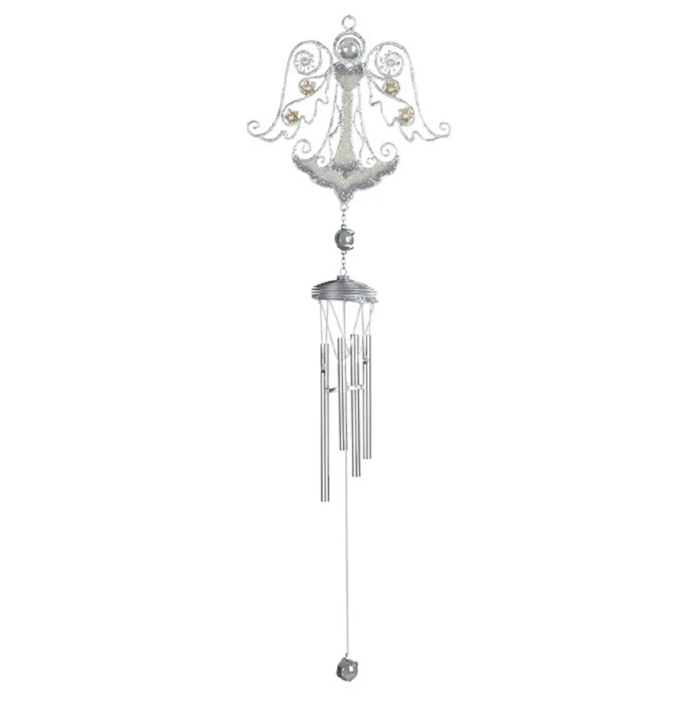 32" Long Silver Angel Gem Wind Chime