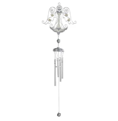 32" Long Silver Angel Gem Wind Chime