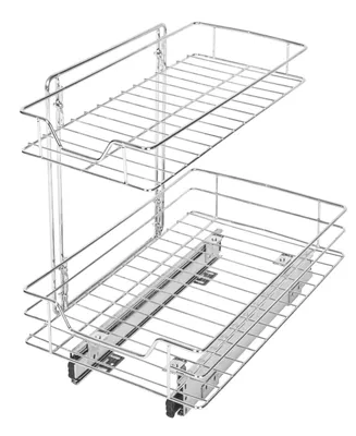 Smart Design Medium 2-Tier Pull Out Cabinet Shelf, 14" x 18-32"