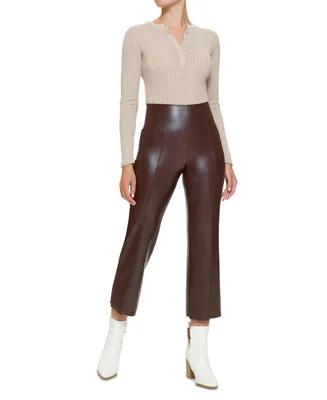 Hue Women's Cropped Flared Faux-Leather Leggings