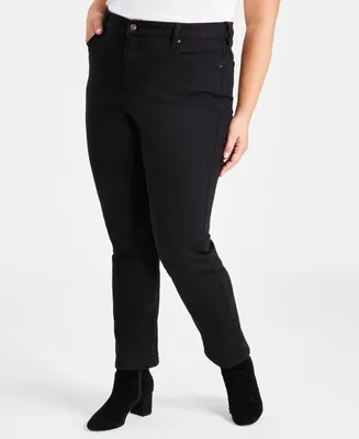 Style & Co Plus High-Rise Straight-Leg Jeans, Created for Macy's