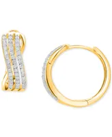 Diamond Twist Small Hoop Earrings (1/4 ct. t.w.) in 14k Gold-Plated Sterling Silver - Gold