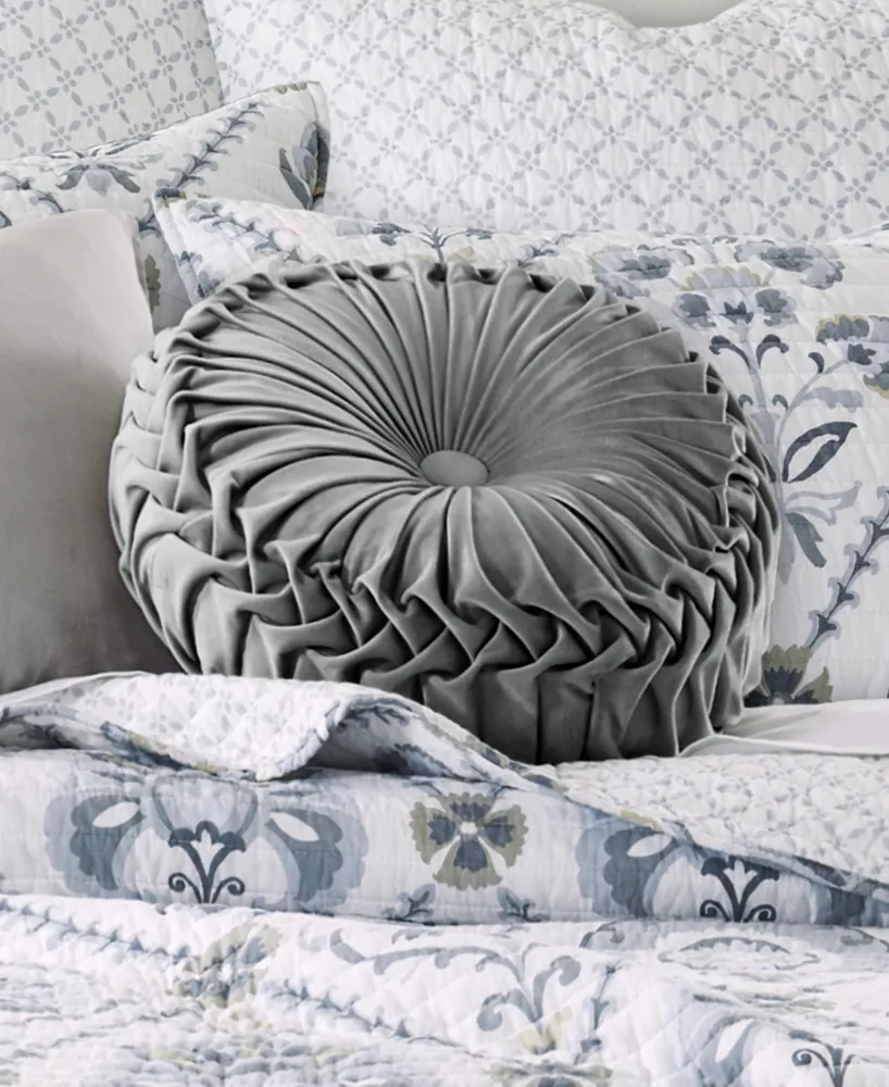 Levtex Maeve Pleated Velvet Decorative Pillow, 16" Round