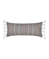 Levtex Washed Linen Striped Tassel Decorative Pillow, 12" x 28"