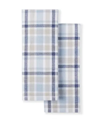 Martha Stewart Valley Plaid Dual Purpose Kitchen Towel 2-Pack Set, 16" x 28"
