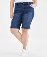 Style & Co Plus Denim Raw-Edge Bermuda Shorts, Created for Macy's