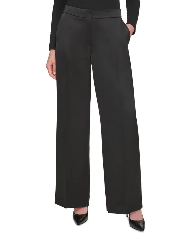 Dkny Petite Satin Wide-Leg Pants, Created for Macy's