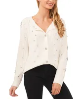 CeCe Women's Cable-Knit Rhinestone Cardigan