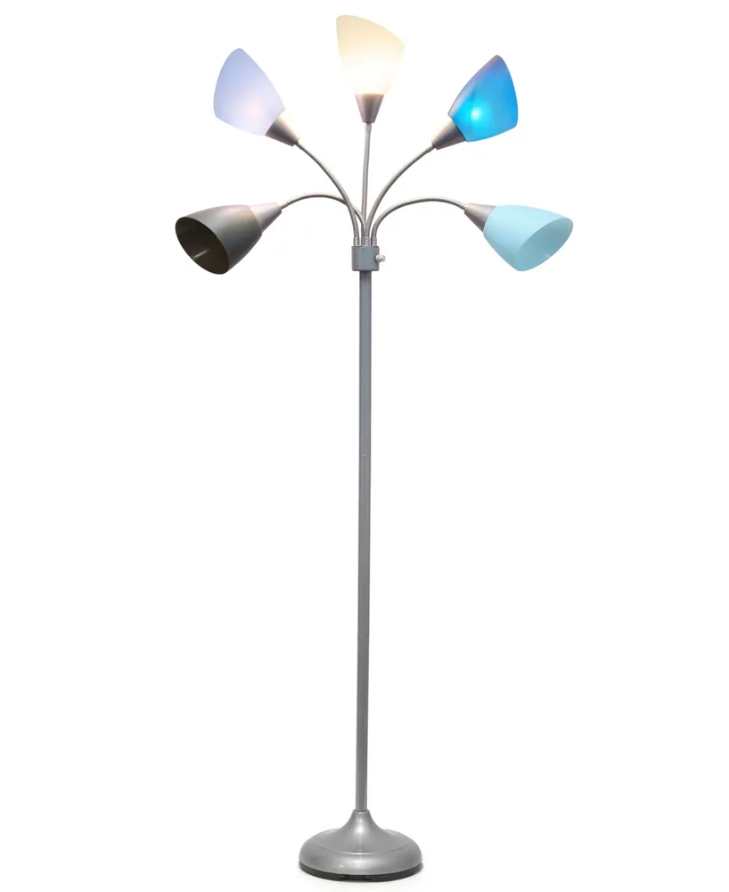 Simple Designs 5 Light Adjustable Gooseneck Floor Lamp with Shades