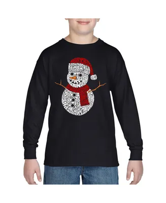 Christmas Snowman - Boy's Word Art Long Sleeve T-Shirt