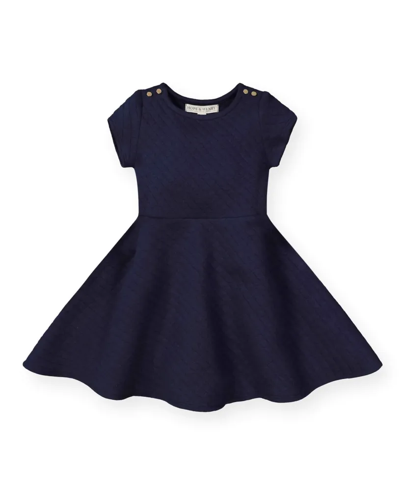 Hope & Henry Girls' Quilted Matelasse Fit and Flare Dress, Toddler