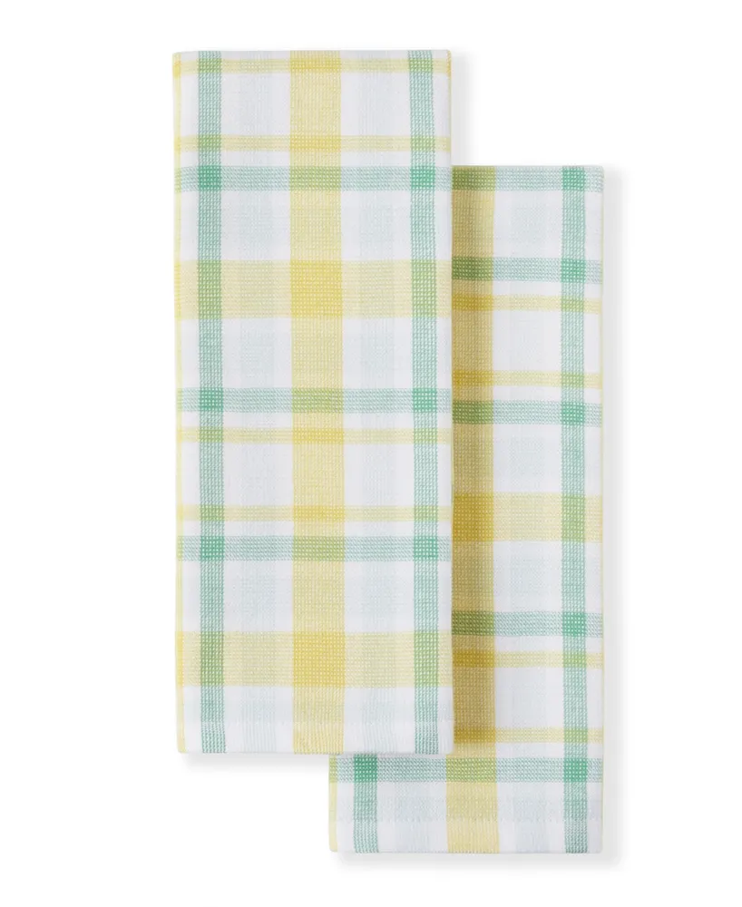 Martha Stewart Valley Plaid Dual Purpose Kitchen Towel 2-Pack Set, 16" x 28"