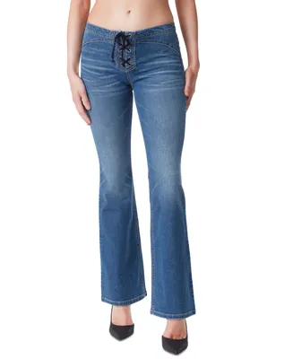Jessica Simpson Women's Kiss Me Lace-Up Flare-Leg Denim Jeans