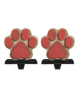 Glitzhome 2 Pack 6.30" H Wooden and Metal Paw Stocking Holder