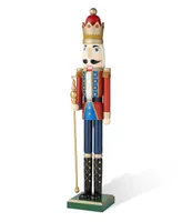 Glitzhome 54" H Wooden Christmas Glitter King Nutcracker