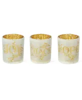 Glitzhome Set of 3 Nativity Glass Votive or Pillar Candle Holders