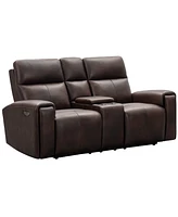 Keegan 77" Leather Power Reclining Console with Power Headrests Loveseat