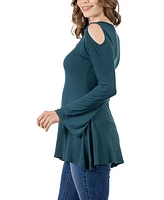 24seven Comfort Apparel Women's Criss Cross Long Sleeve Top