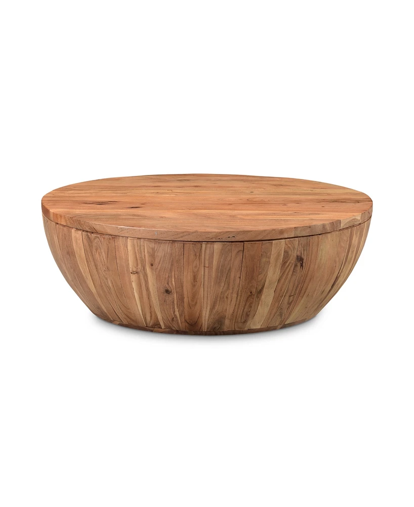 Eske 35.5" Acacia Wood Round Storage Coffee Table