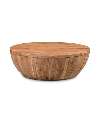 Eske 35.5" Acacia Wood Round Storage Coffee Table