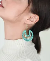 Matr Boomie Nihira Teal Patina Dangling Hoop Earrings