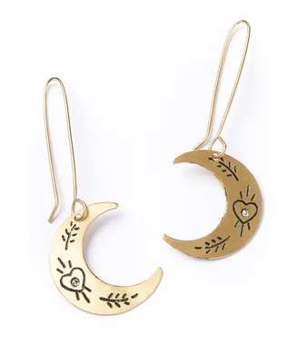 Matr Boomie Ruchi Crescent Moon Gold Dangle Earrings