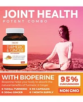 Healths Harmony Turmeric Curcumin & Ginger Capsules, Black Pepper Bioperine, Ginger Extract, & 95% Curcuminoids Powder for Joint Support, Health's Har