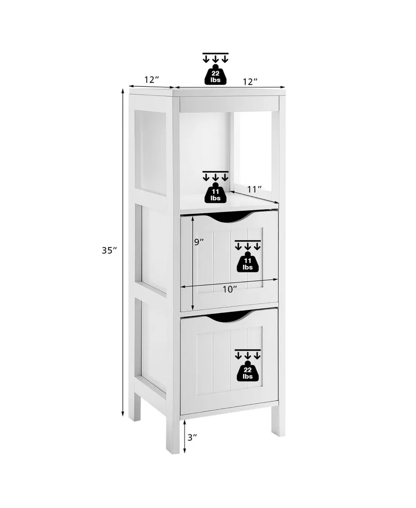Bathroom Floor Cabinet Freestanding Side Storage Organizer w/2 Removable Drawers
