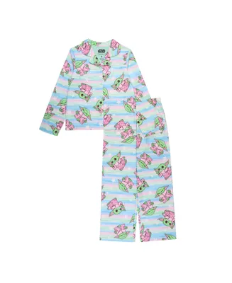 The Mandalorian Little Girls Baby Yoda Polyester Coat Pajama Set, 2 Piece