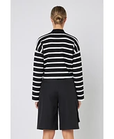 Grey Lab Women's Striped Cropped Sweater