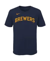 Nike Milwaukee Brewers Big Boys and Girls Name and Number Player T-shirt - Christian Yelich