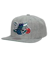 Men's Mitchell & Ness Heather Gray Charlotte Hornets Hardwood Classics 2.0 Snapback Hat