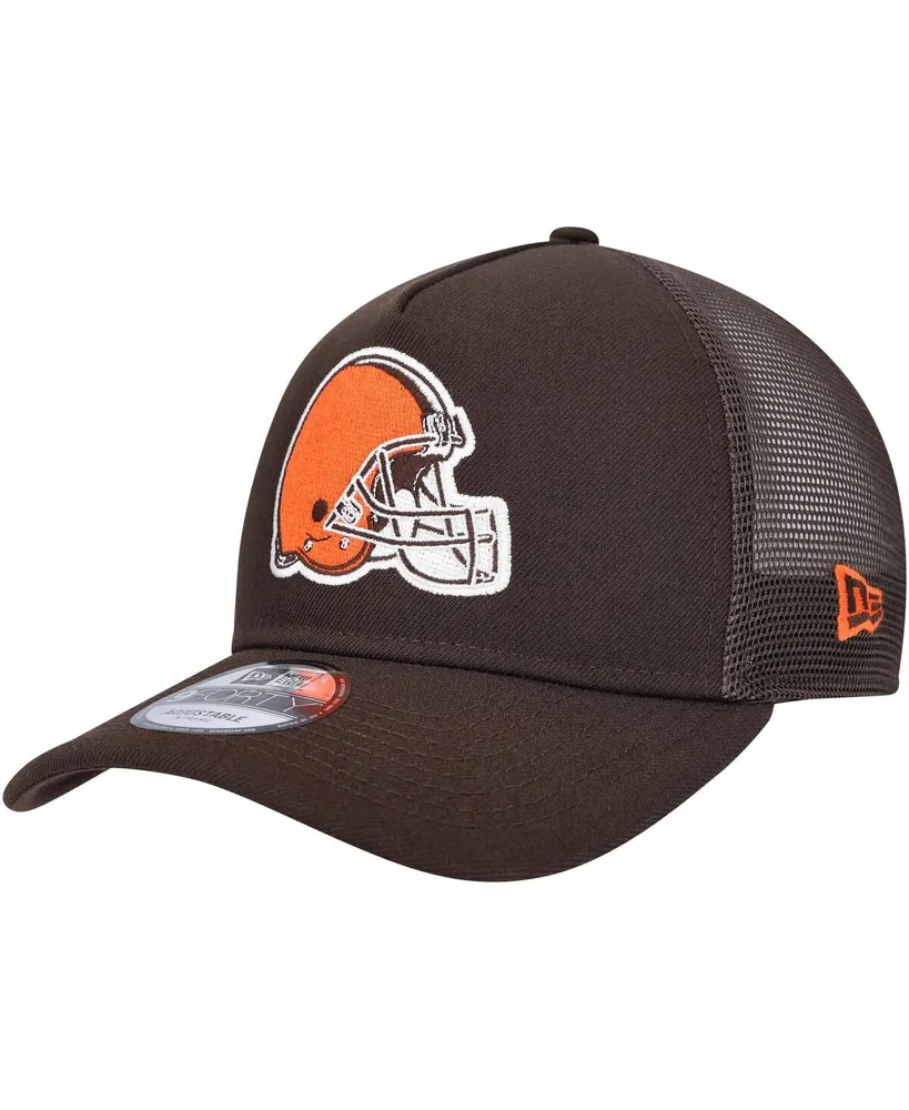 Men's New Era Brown Cleveland Browns A-Frame Trucker 9FORTY Adjustable Hat