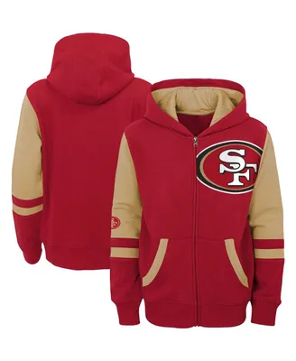 Big Boys Scarlet San Francisco 49ers Colorblock Full-Zip Hoodie