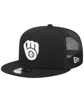 Men's New Era Black Milwaukee Brewers Trucker 9FIFTY Snapback Hat