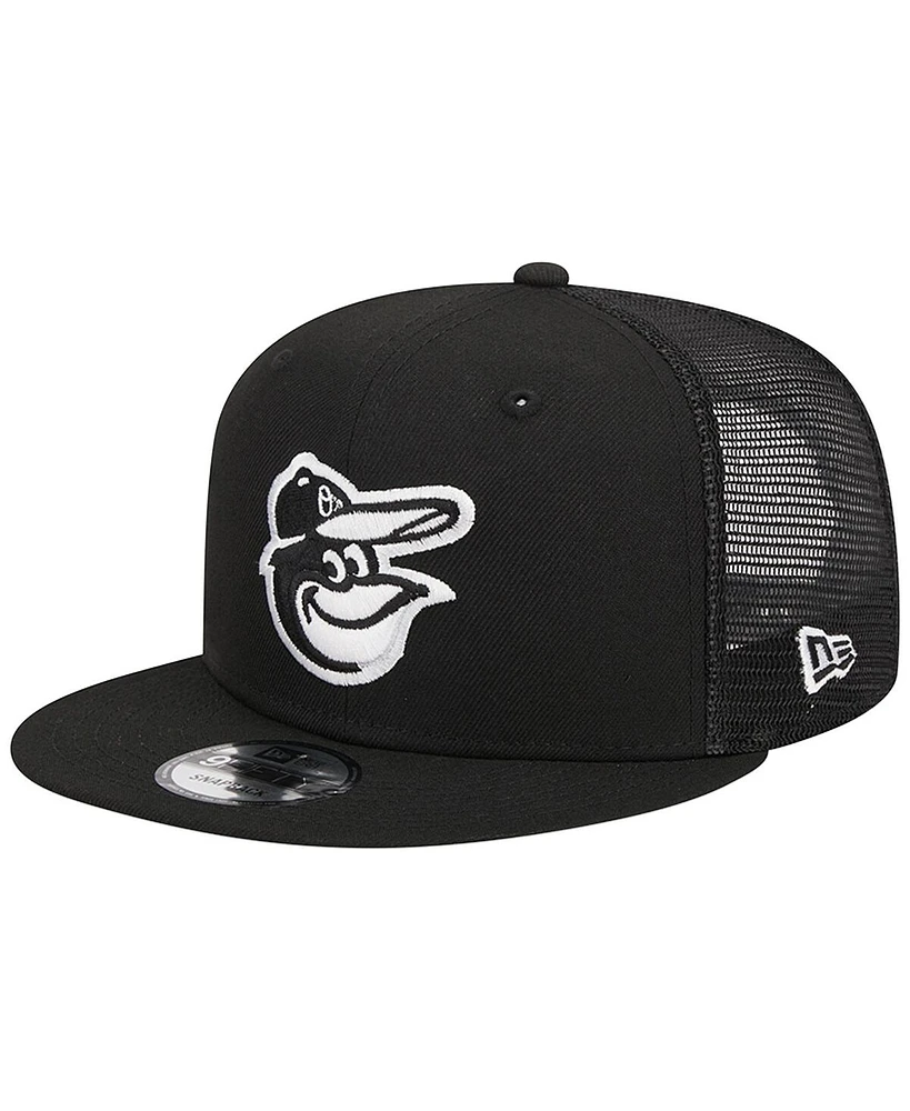 Men's New Era Black Baltimore Orioles Trucker 9FIFTY Snapback Hat