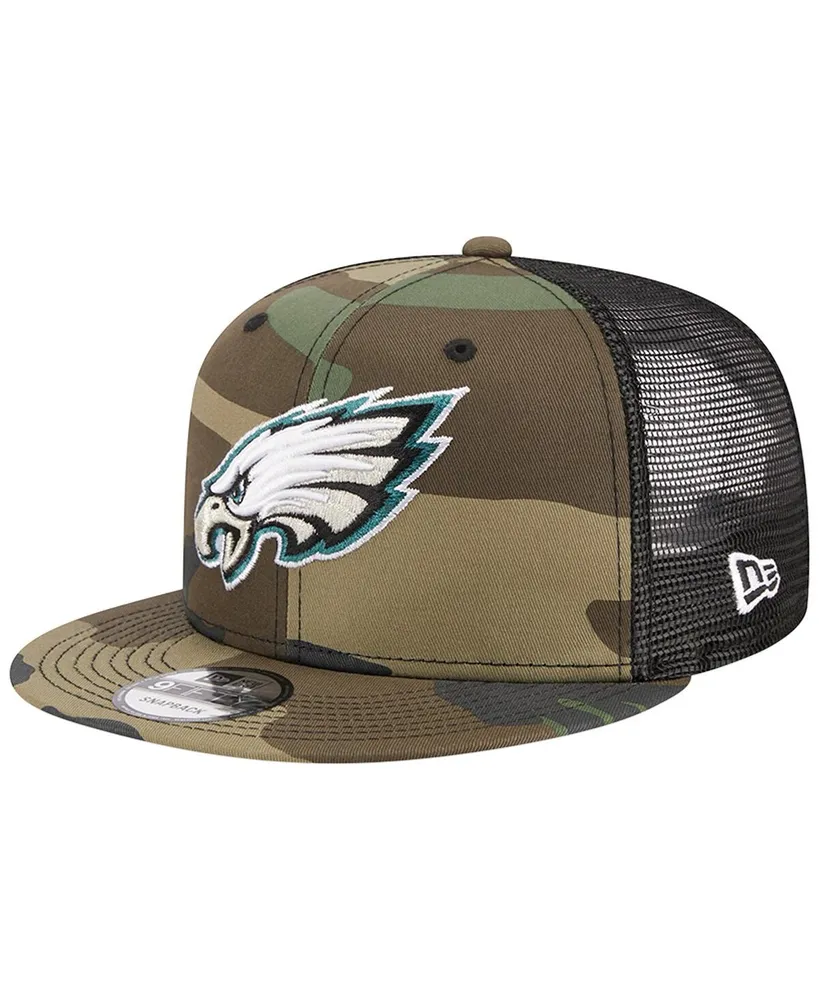 Youth New Era Camo Philadelphia Eagles Throwback Trucker 9FIFTY Snapback Hat