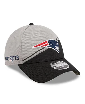 Men's New Era Gray, Black New England Patriots 2023 Sideline 9FORTY Adjustable Hat