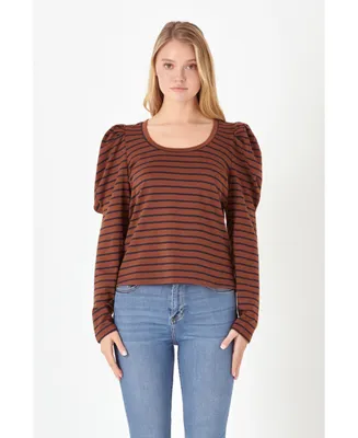 English Factory Women's Puff Sleeve Knit Top